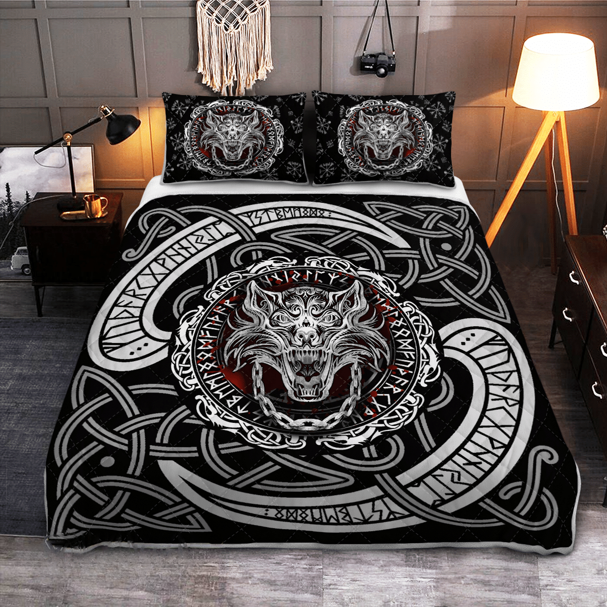 Fenrir Norse Pattern - Viking Quilt Set