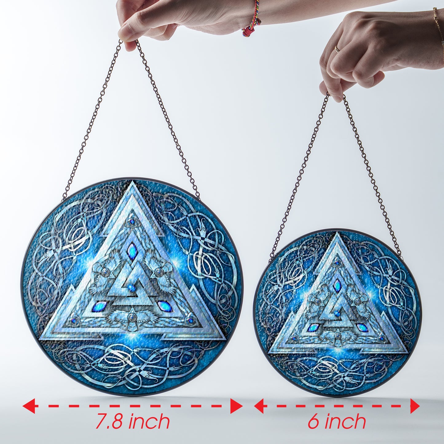 Frosted Valknut - Viking Stained Glass Hanging Ornament