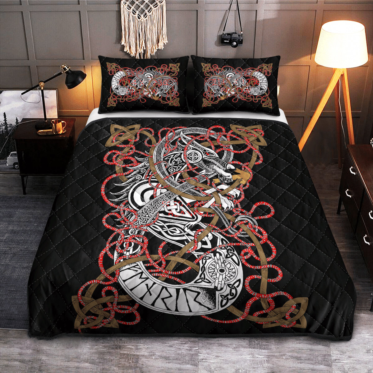 Viking Knotwork Wolf - Viking Quilt Set