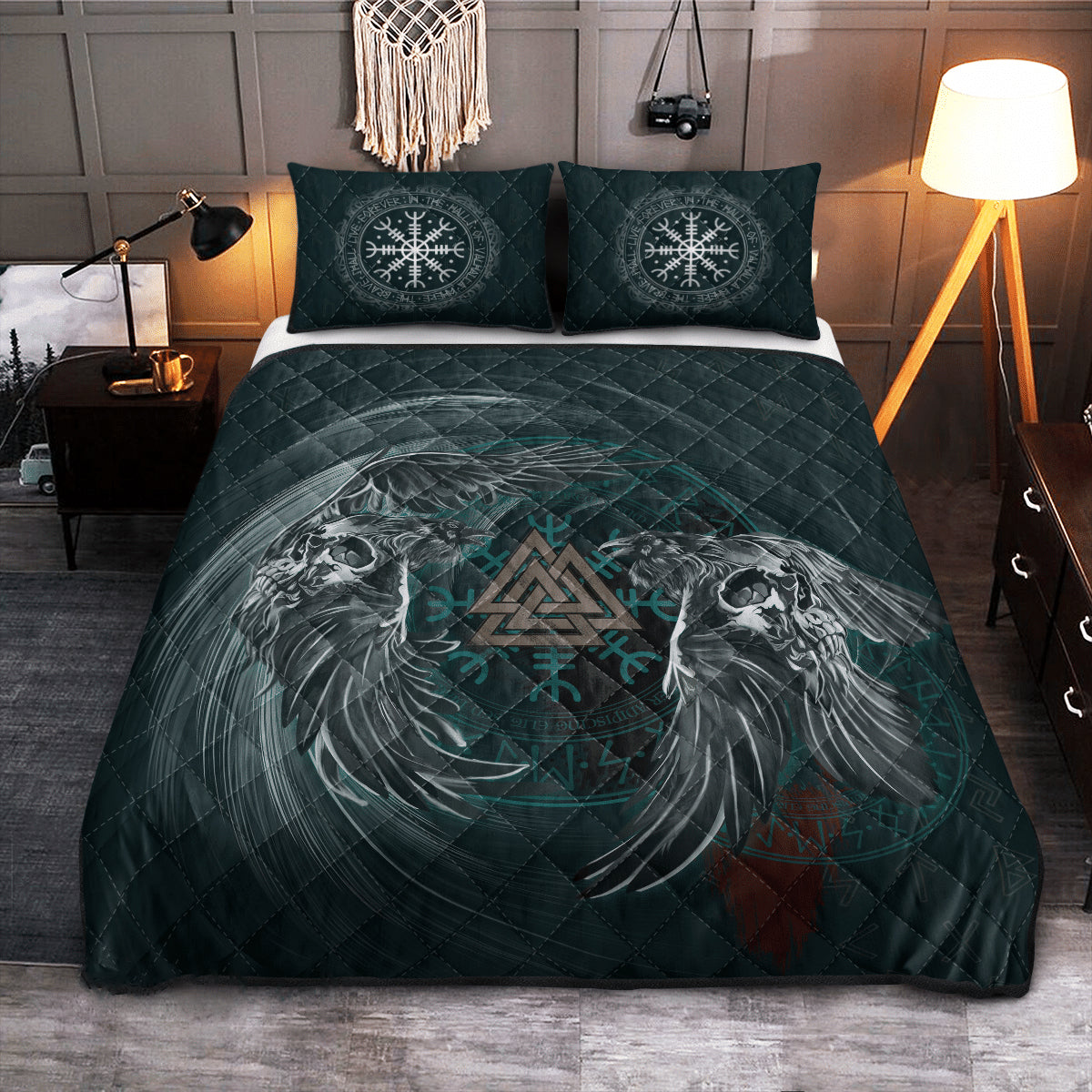 Valknut and Ravens - Viking Quilt Set