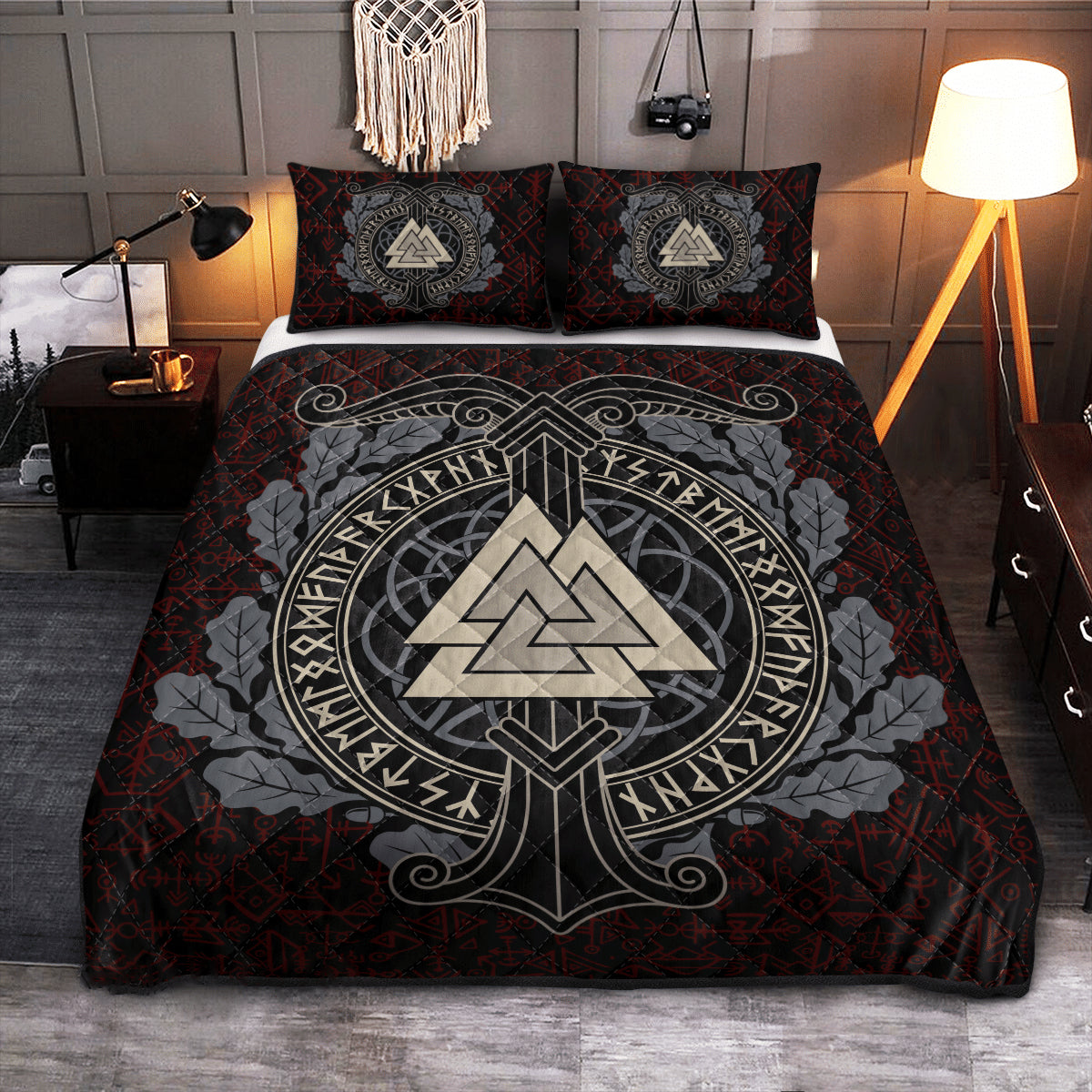 Valknut Emblem - Viking Quilt Set