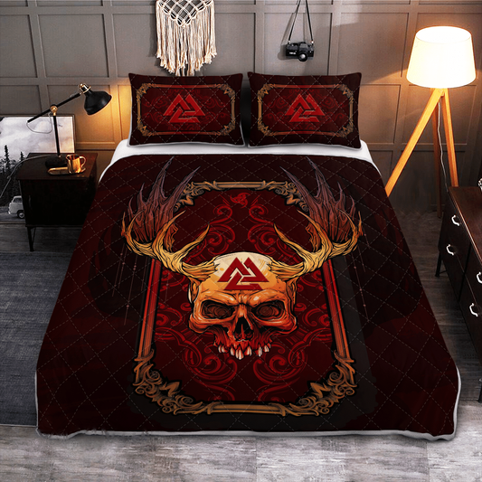 Abstract Red Skull - Viking Quilt Set