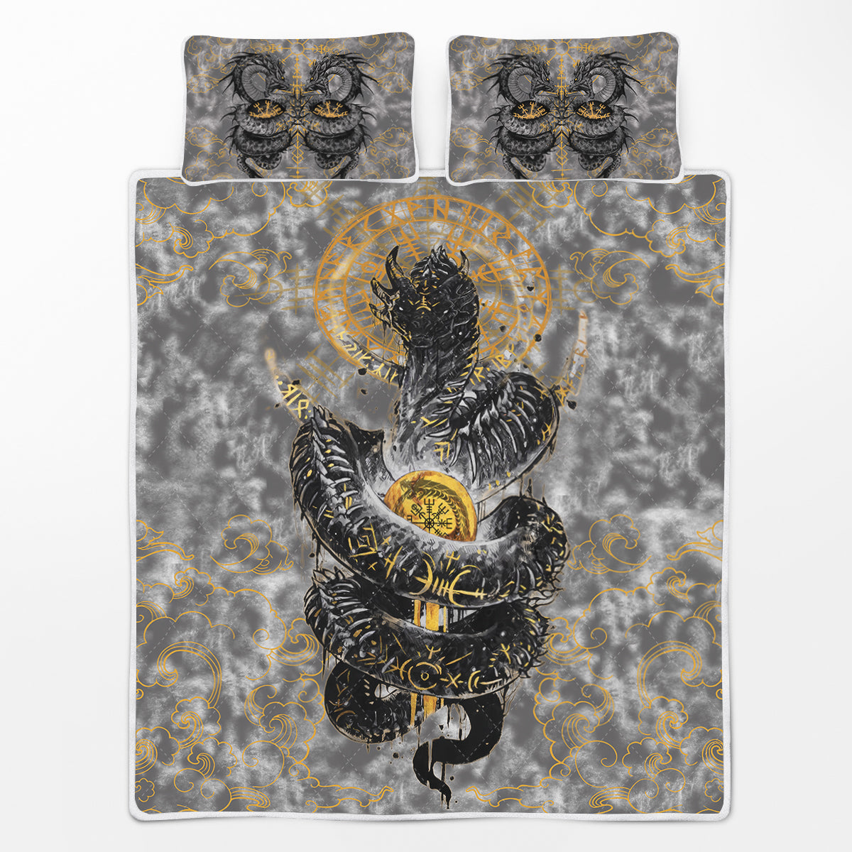 Golden Jormungandr  - Viking Quilt Set