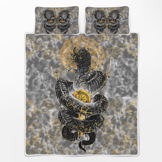 Golden Jormungandr  - Viking Quilt Set