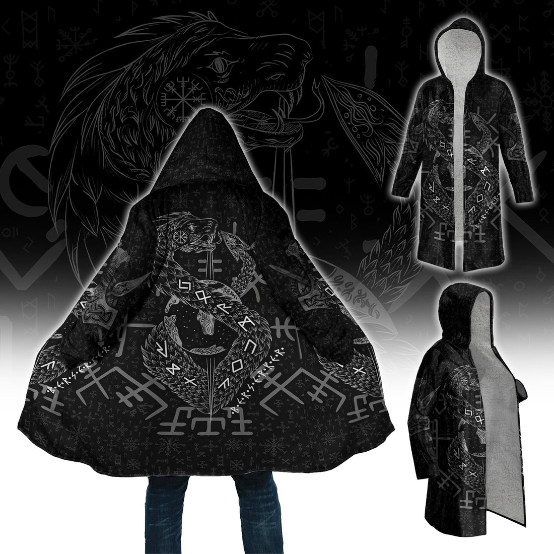 Jormungandr Berserker - Viking Hooded Cloak