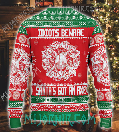 Idiots Beware - Viking Ugly Christmas Sweater