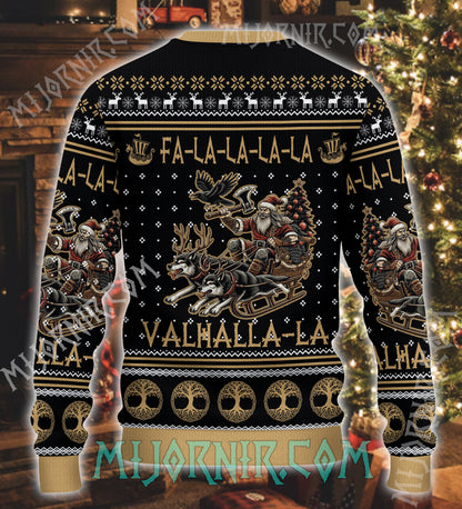 Viking Warrior Sleigh Ride Viking Christmas Sweater - Valhalla Christmas Adventure