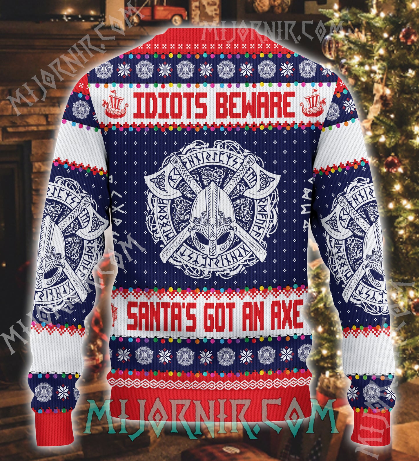 Idiot Beware - Viking Ugly Christmas Sweater