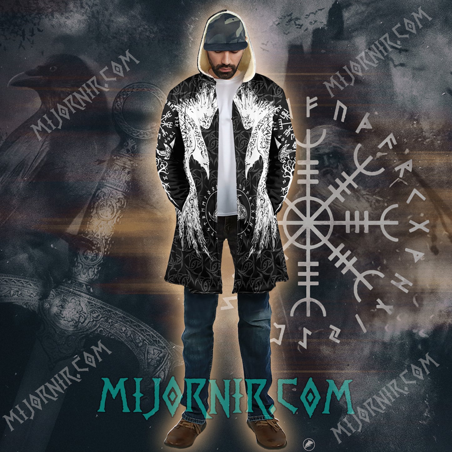 Huginn And Muninn - Viking Hooded Cloak