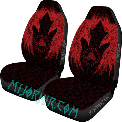 Red Huginn And Muninn - Viking Car Seat Cover