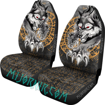 Black Fenrir's Fury - Viking Car Seat Cover