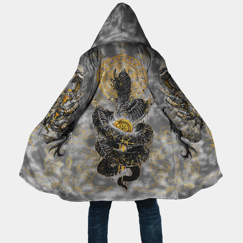 Golden Jormungandr Viking Hooded Cloak