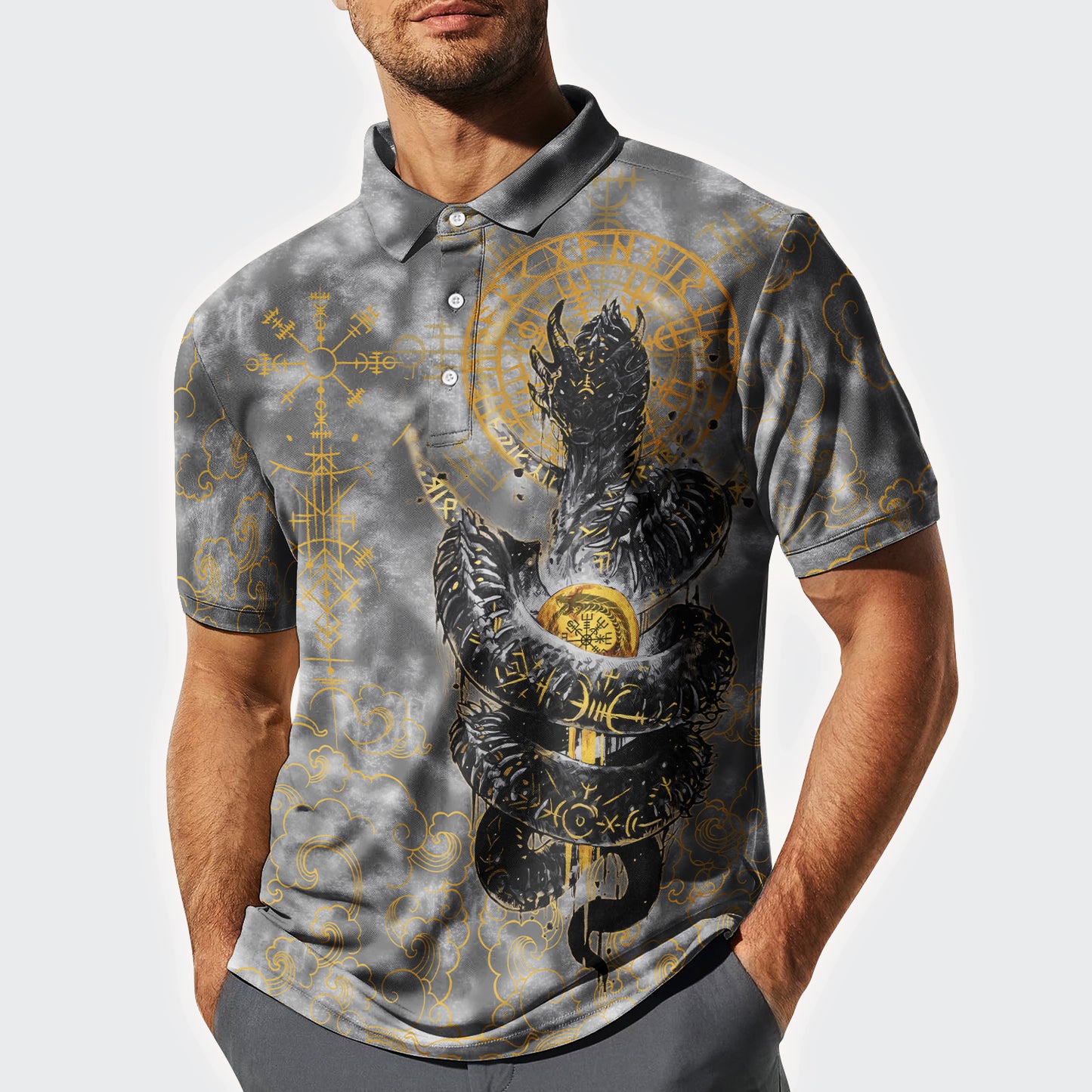 Golden Jormungandr - Viking Polo Shirt