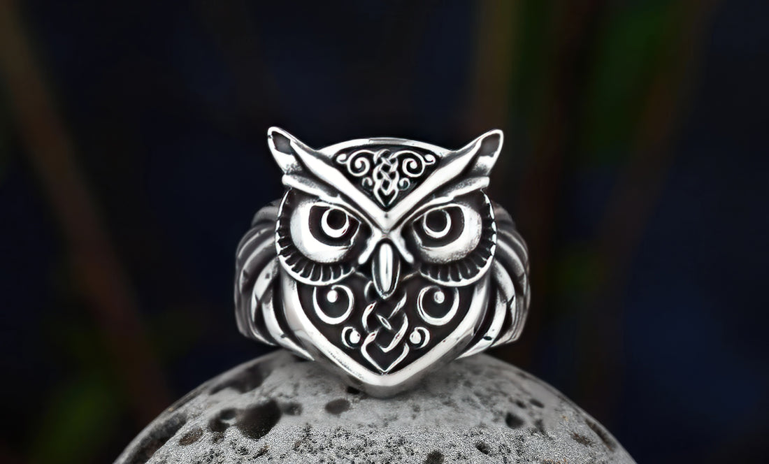 Norse Rune Owl Ring