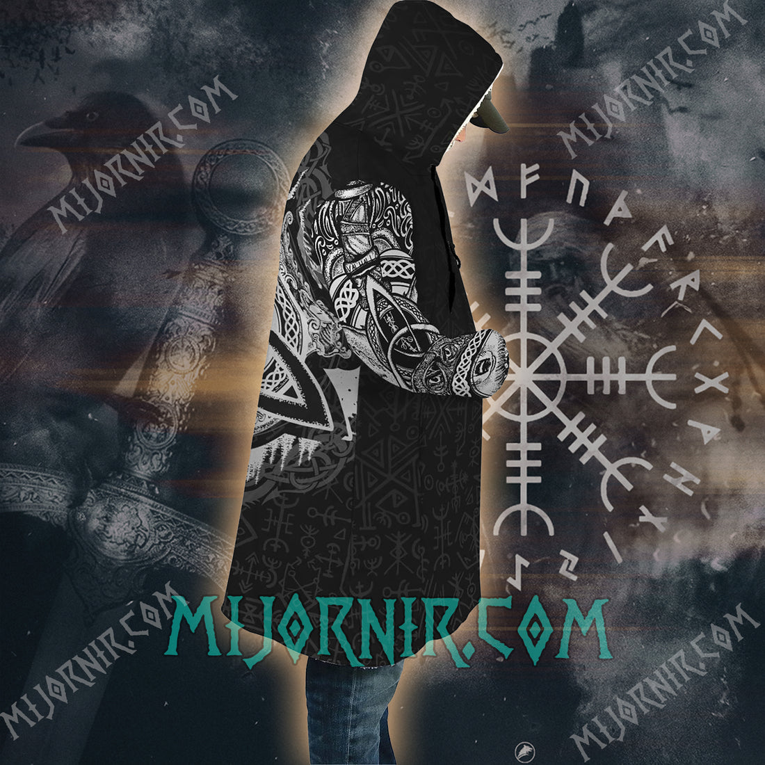 Valknut Embrace - Viking Hooded Cloak