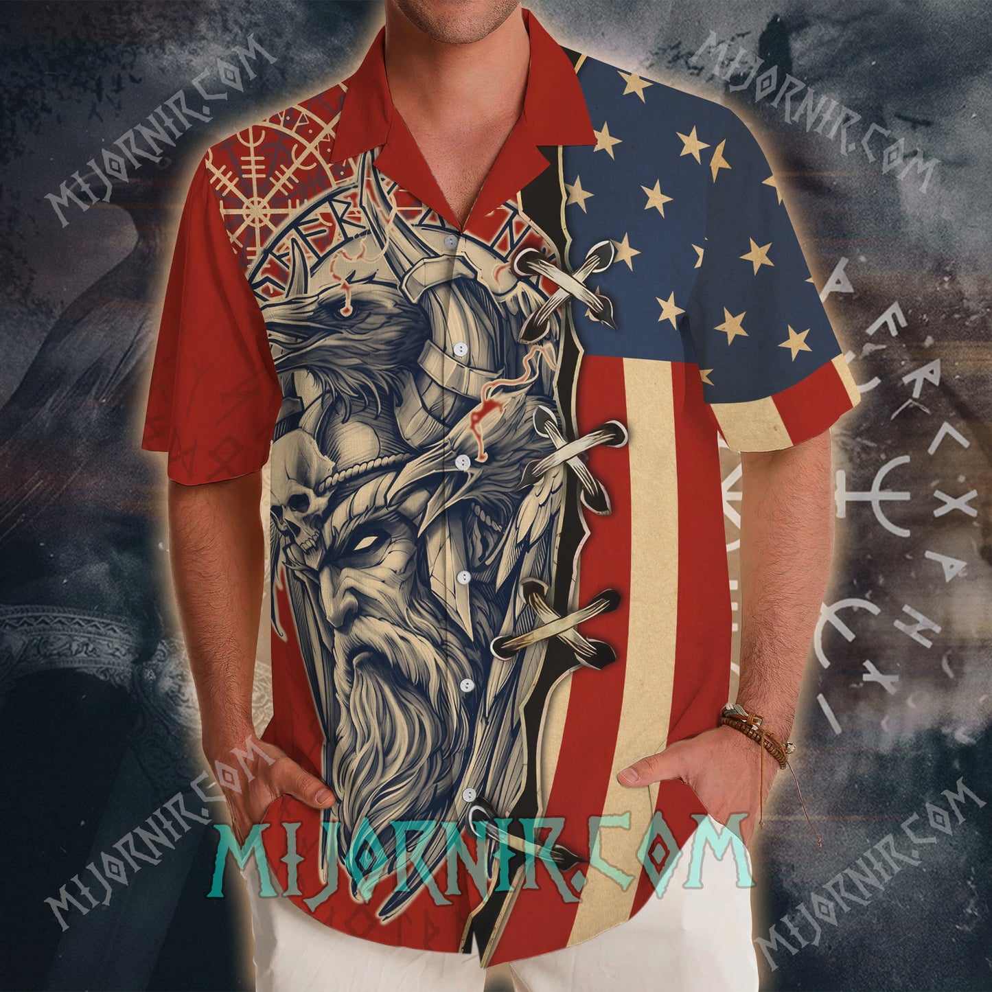 Odin's Gaze Patriotic Viking – Hawaii Shirt