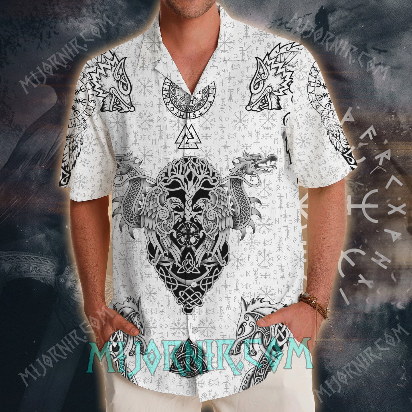 Norse Dragon Shield Viking – Hawaiian Shirt