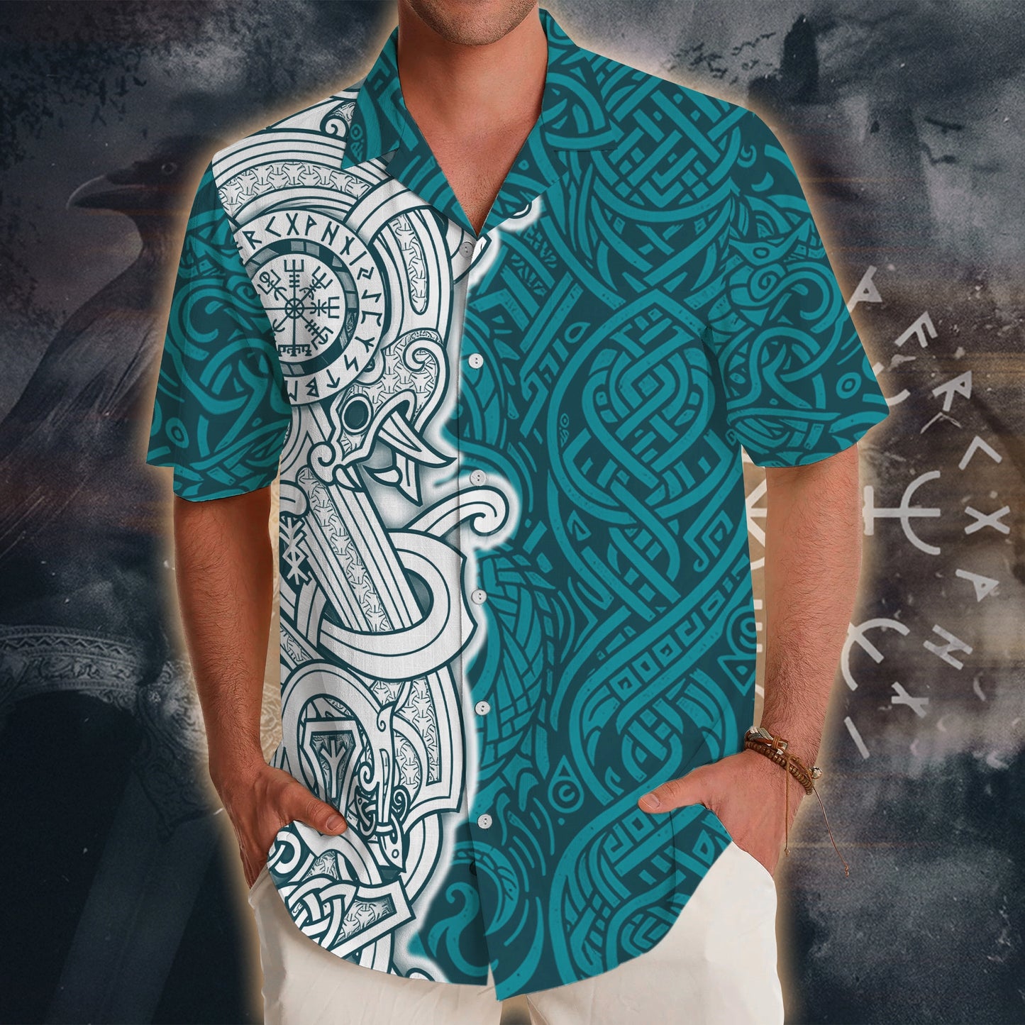 Viking Runes Hawaii Shirt - Nordic Saga Style