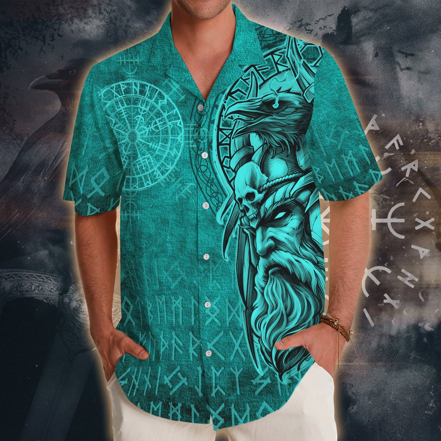 Odin's Gaze Hawaii Shirt - Viking Wisdom Edition