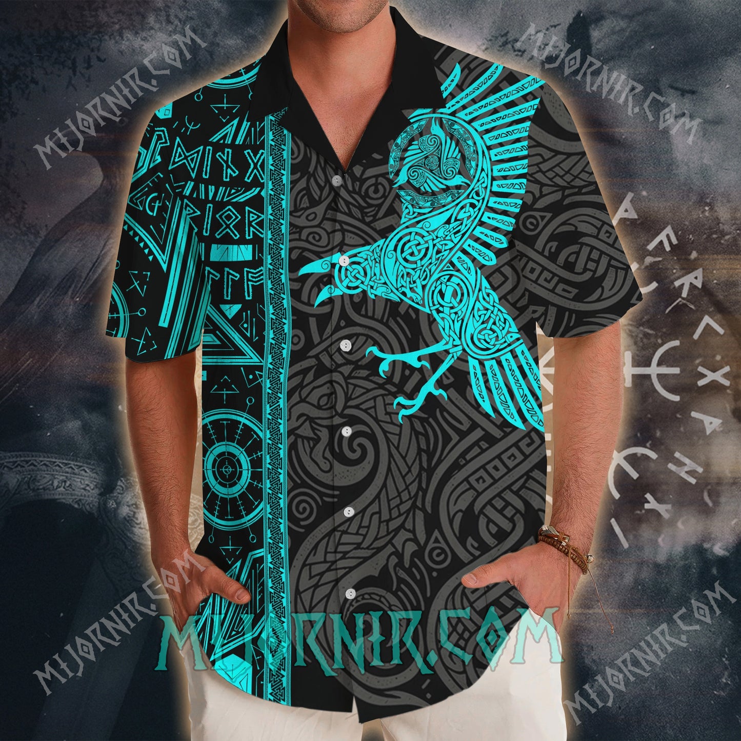 Mystic Raven Neon Viking – Hawaii Shirt