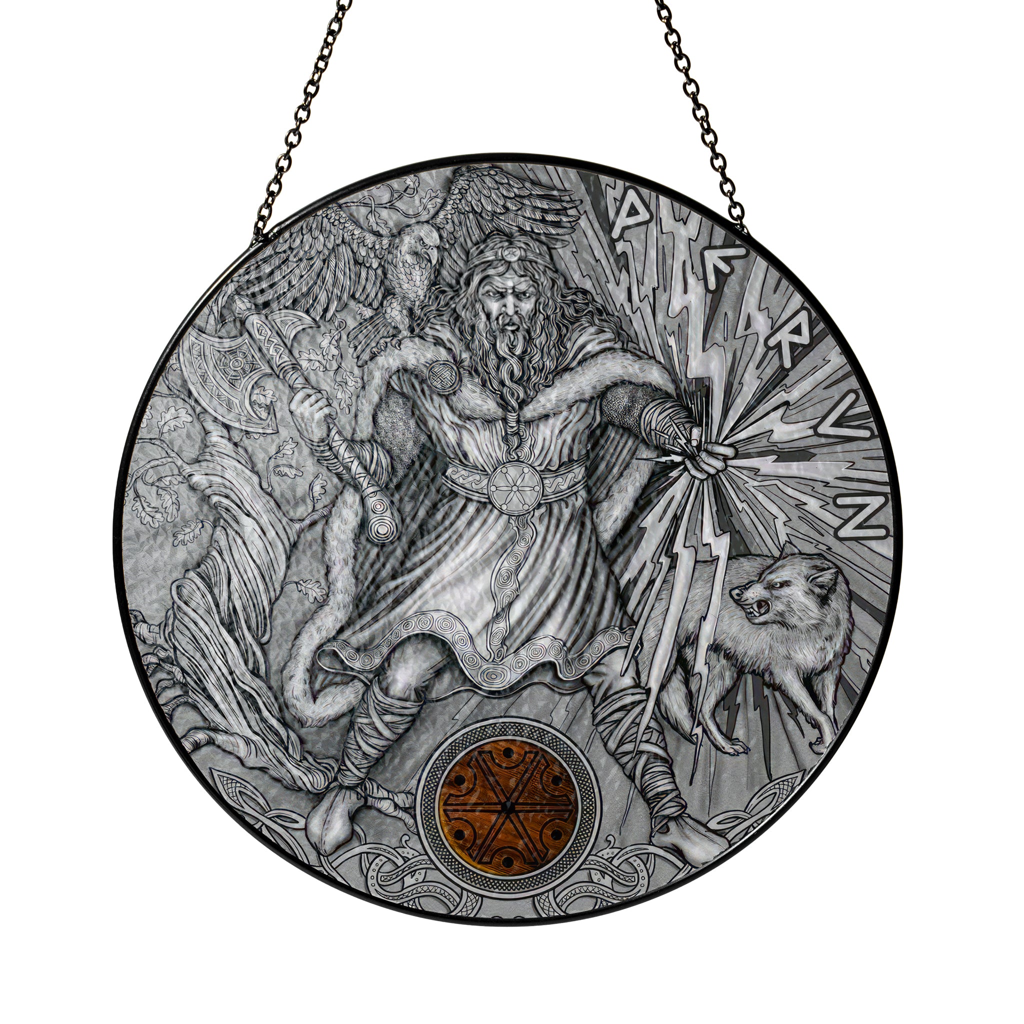 Odin's Wrath - Viking Stained Glass Hanging Ornament