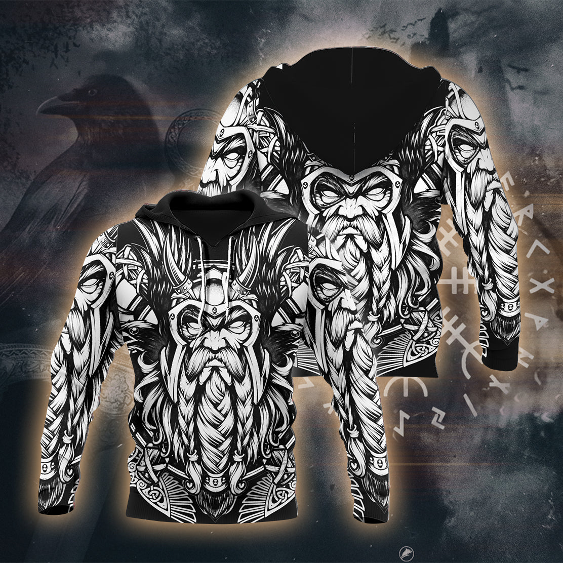 Viking Warrior Spirit 3D Printed T-shirt - Long Sleeves - Hoodie - Zip Hoodie