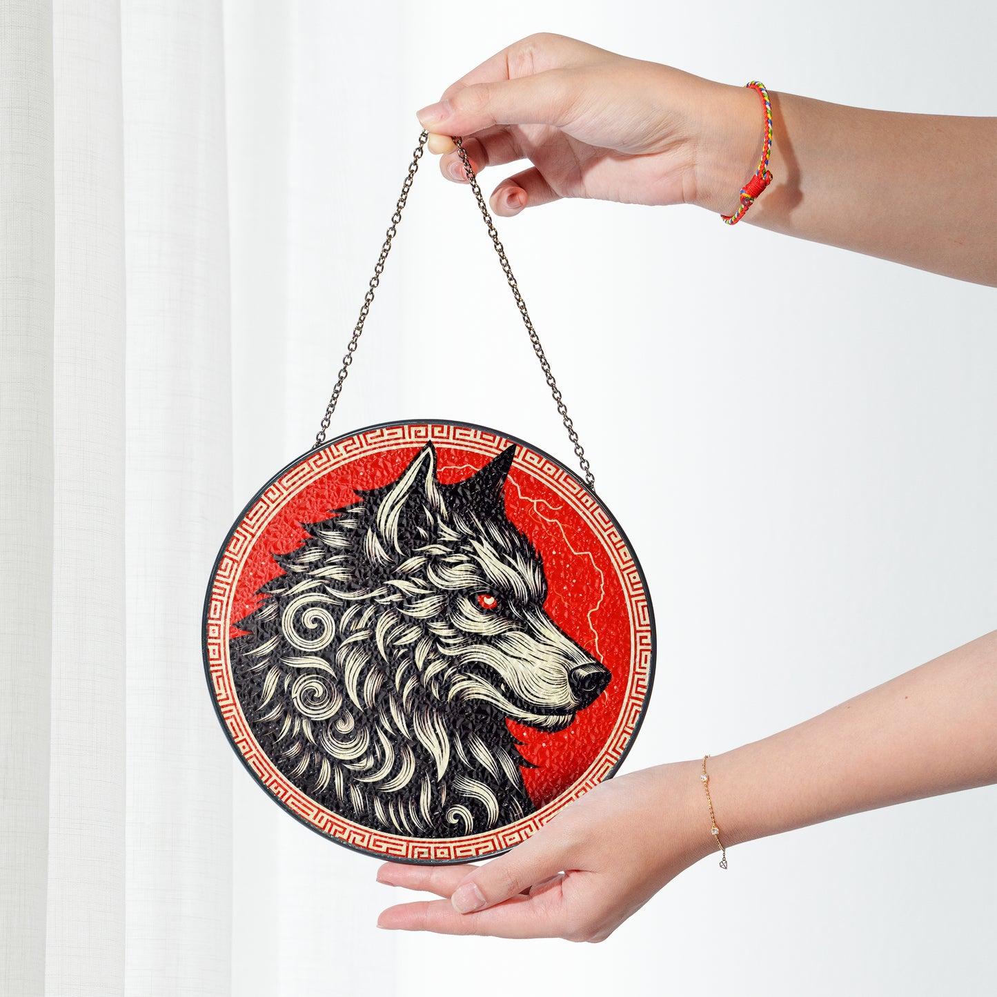 Fenrir's Fury - Viking Stained Glass Hanging Ornament