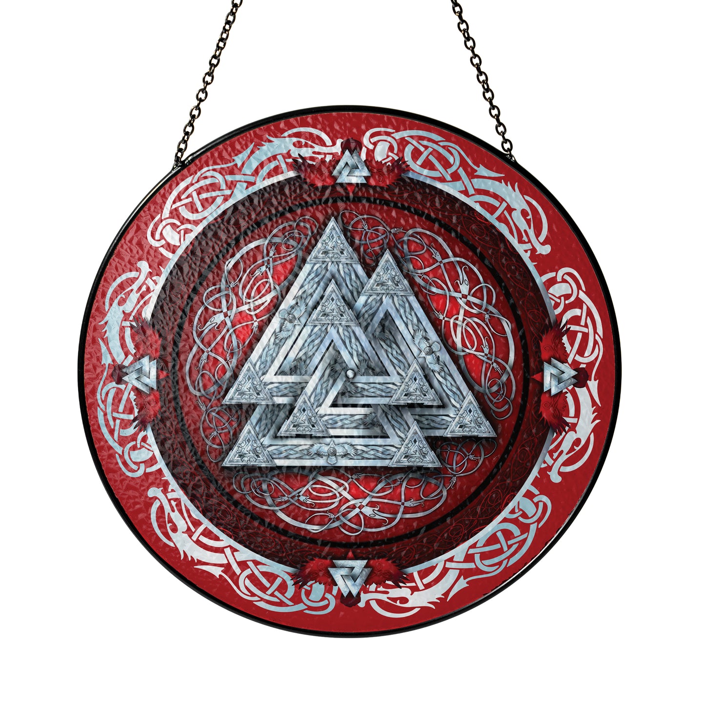 Viking Valknut Stained Glass Hanging Ornament