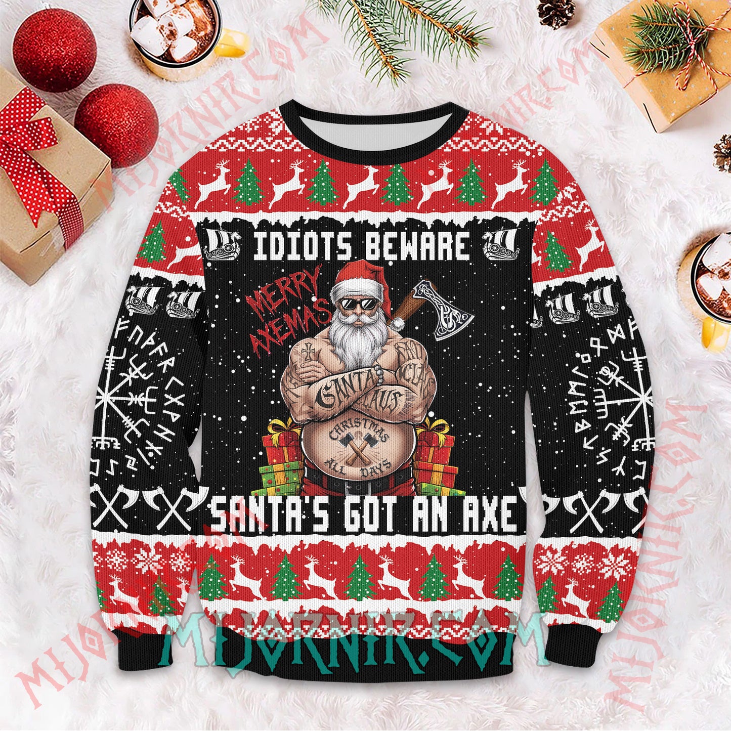 Axemas Viking Santa - Viking Ugly Christmas Sweater