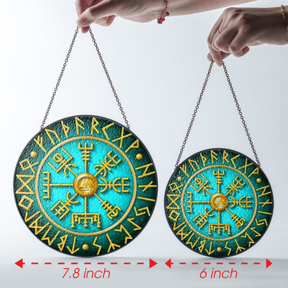 Runic Compass - Viking Stained Glass Hanging Ornament