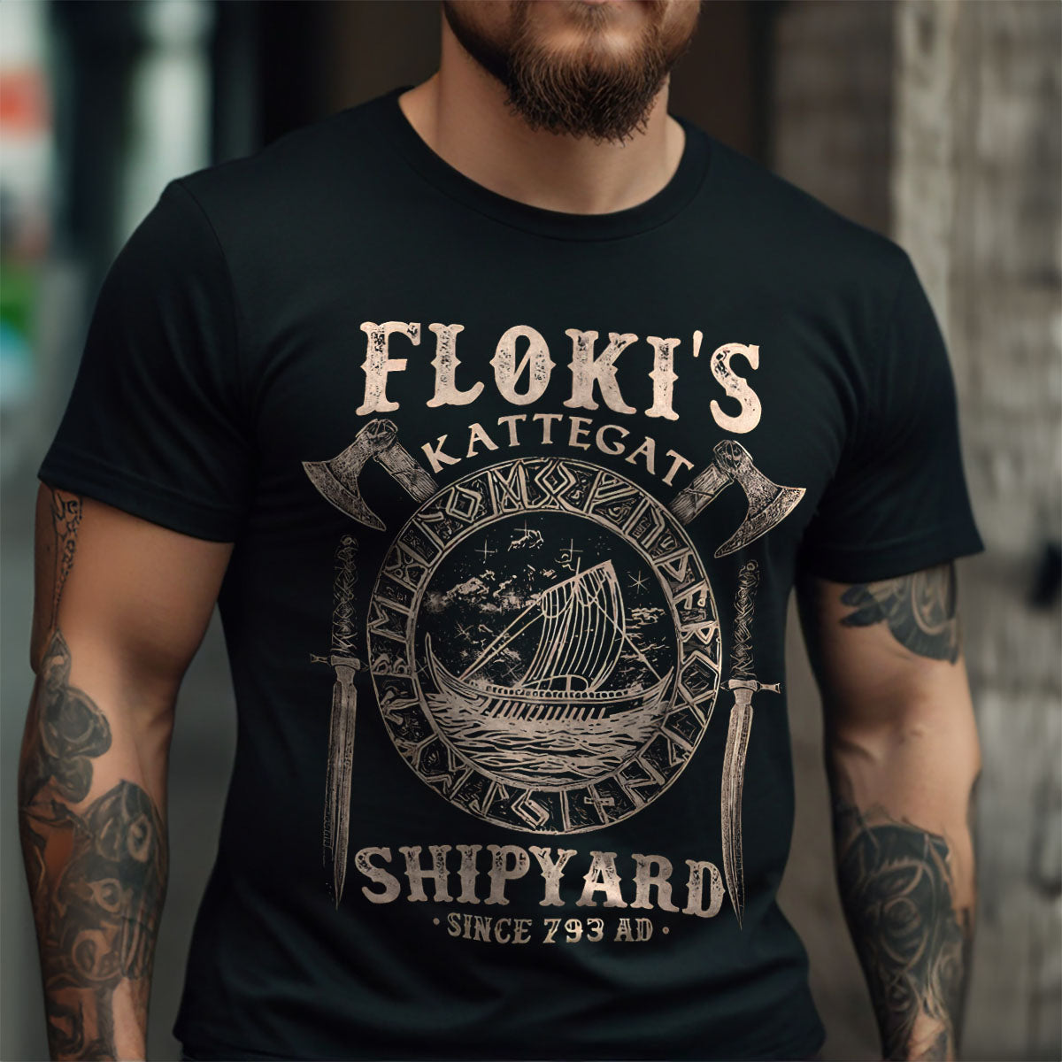 Flokis Shipyard Kattegat Viking Ship And Sword T Shirt Gift