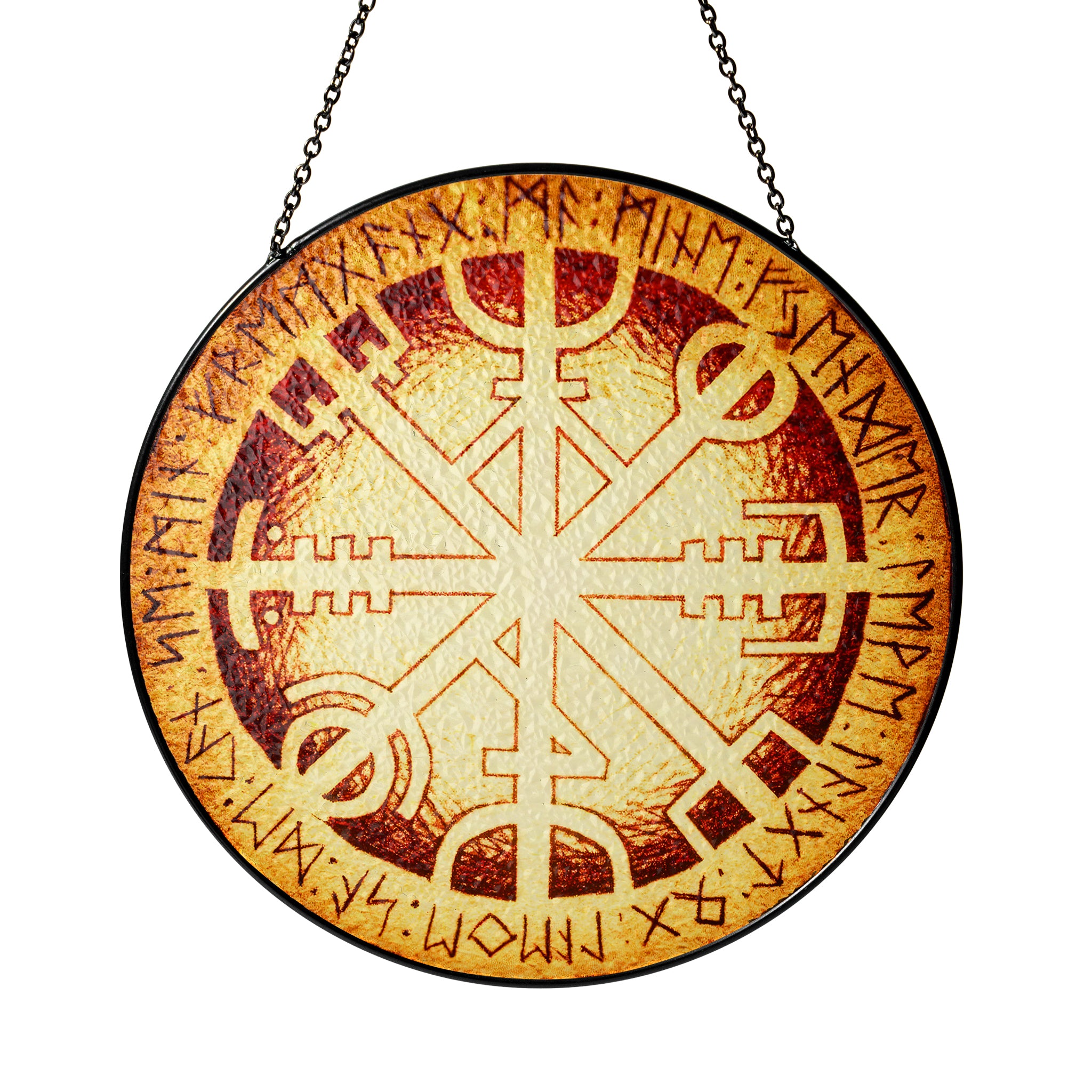 Vegvisir Rune Shield - Viking Stained Glass Hanging Ornament