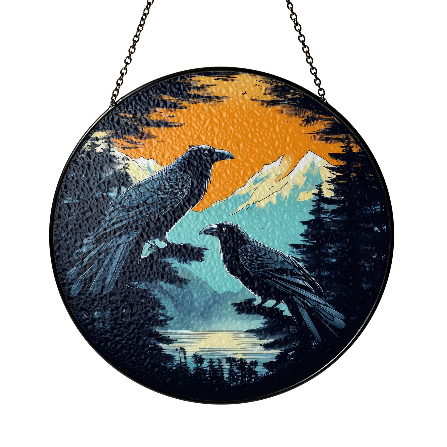 Mountain Ravens - Viking Stained Glass Hanging Ornament