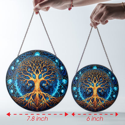 Cosmic Yggdrasil - Viking Stained Glass Hanging Ornament