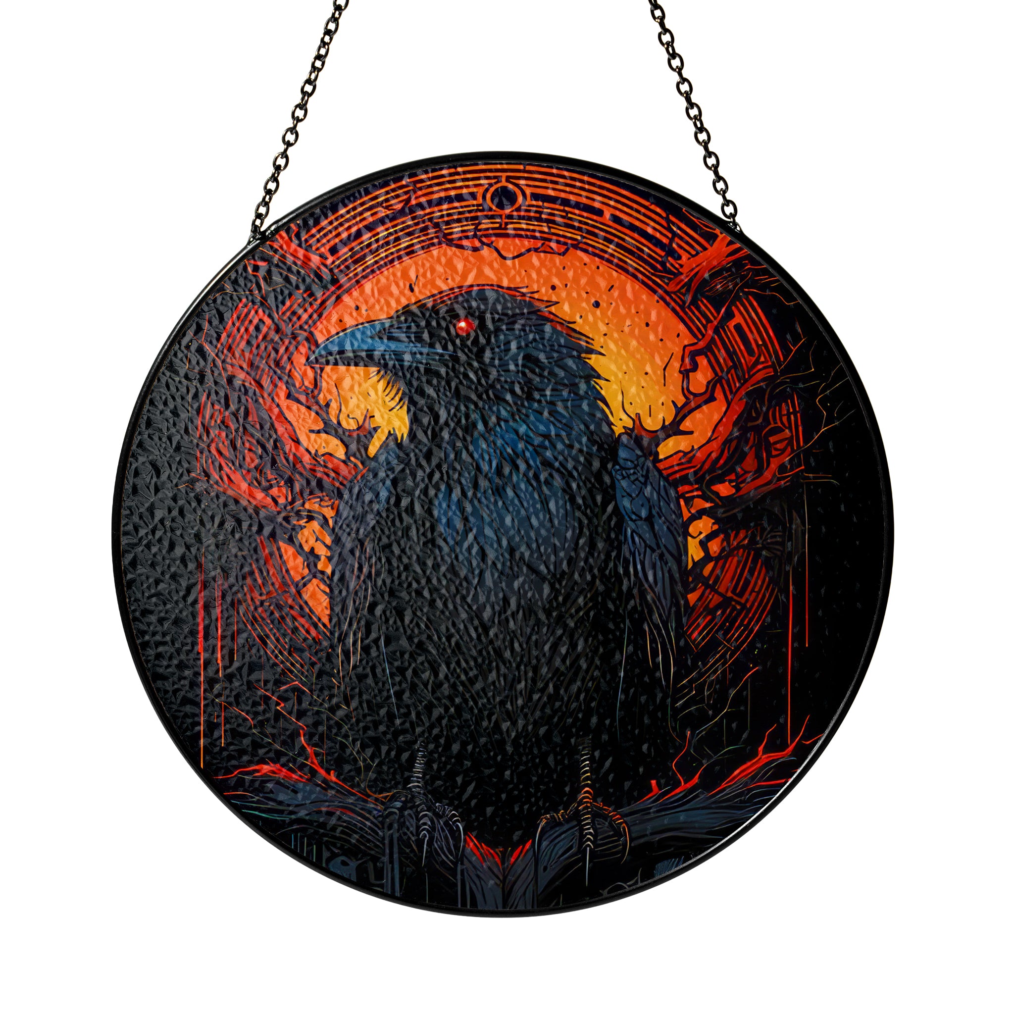 Raven of the Underworld - Viking Stained Glass Hanging Ornament