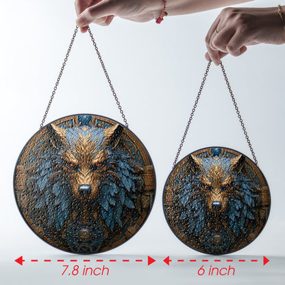 Fenrir’s Gaze - Viking Stained Glass Hanging Ornament