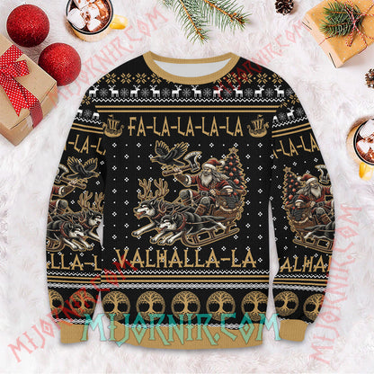 Viking Warrior Sleigh Ride Viking Christmas Sweater - Valhalla Christmas Adventure