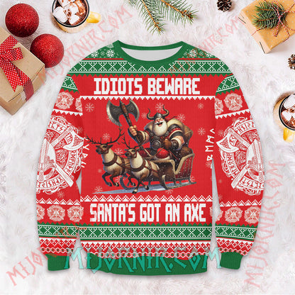 Idiots Beware - Viking Ugly Christmas Sweater