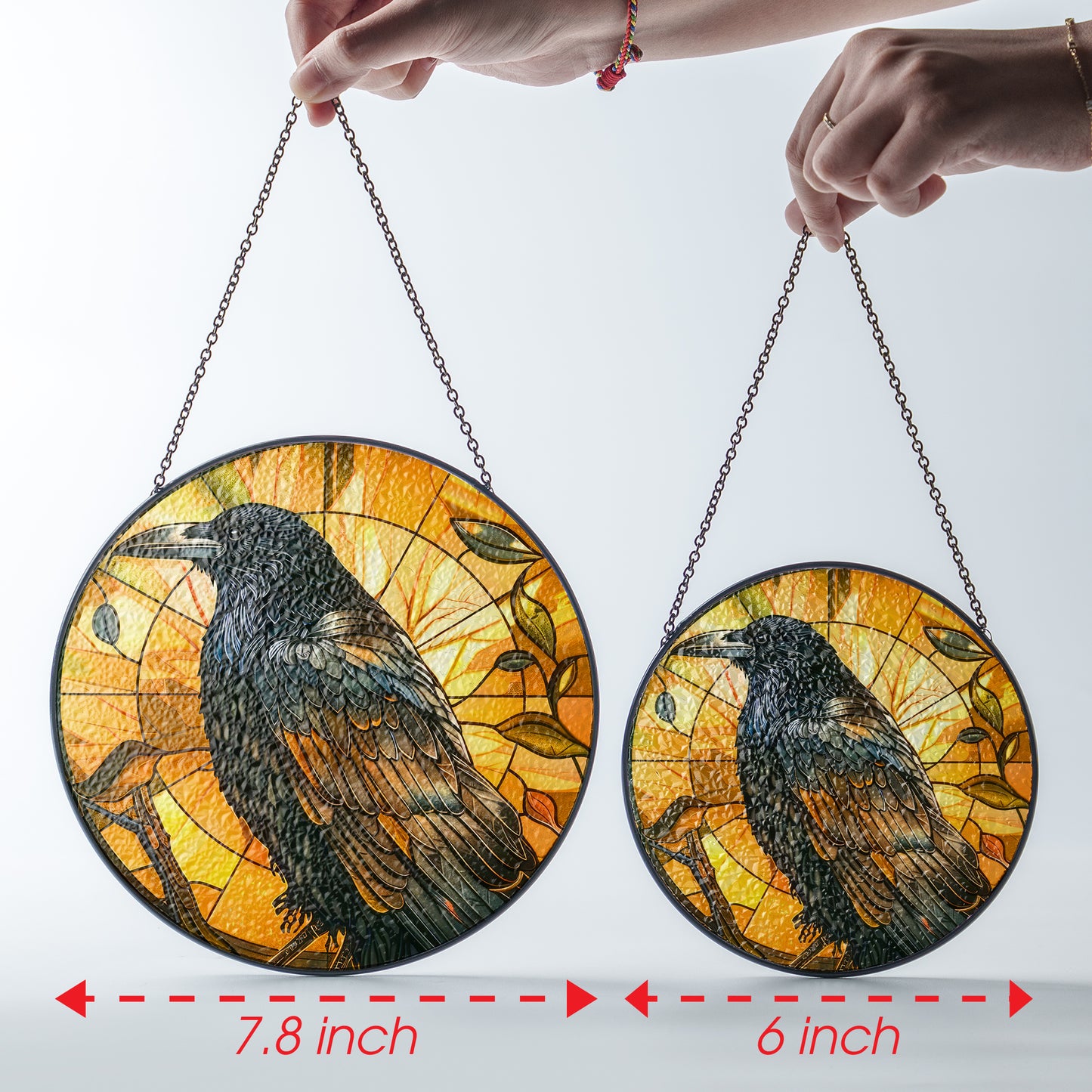 Golden Raven - Viking Stained Glass Hanging Ornament