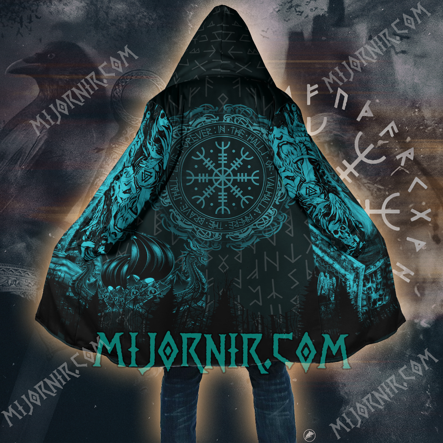 Helm of Awe & Valhalla Calling - Viking Hooded Cloak