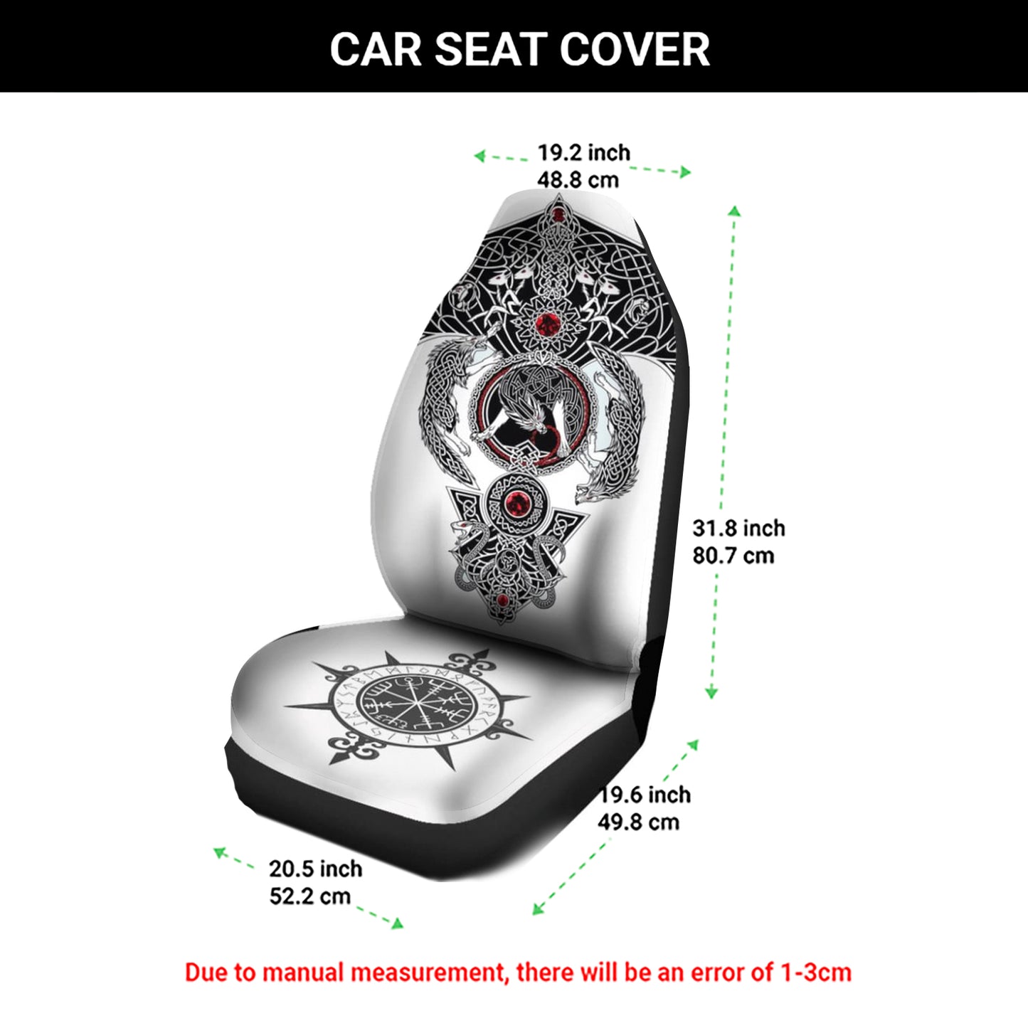 Nordic Wolves Compass - Viking Car Seat Cover