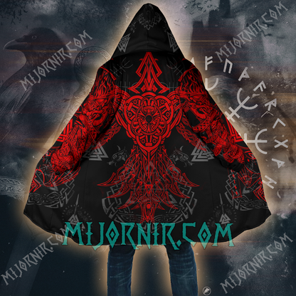 Odin's Raven Guardian - Viking Hooded Cloak