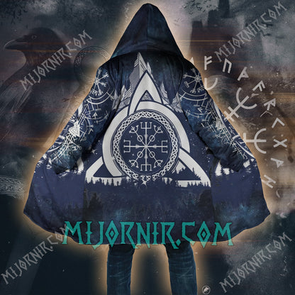 Valknut & Vegvisir - Viking Hooded Cloak