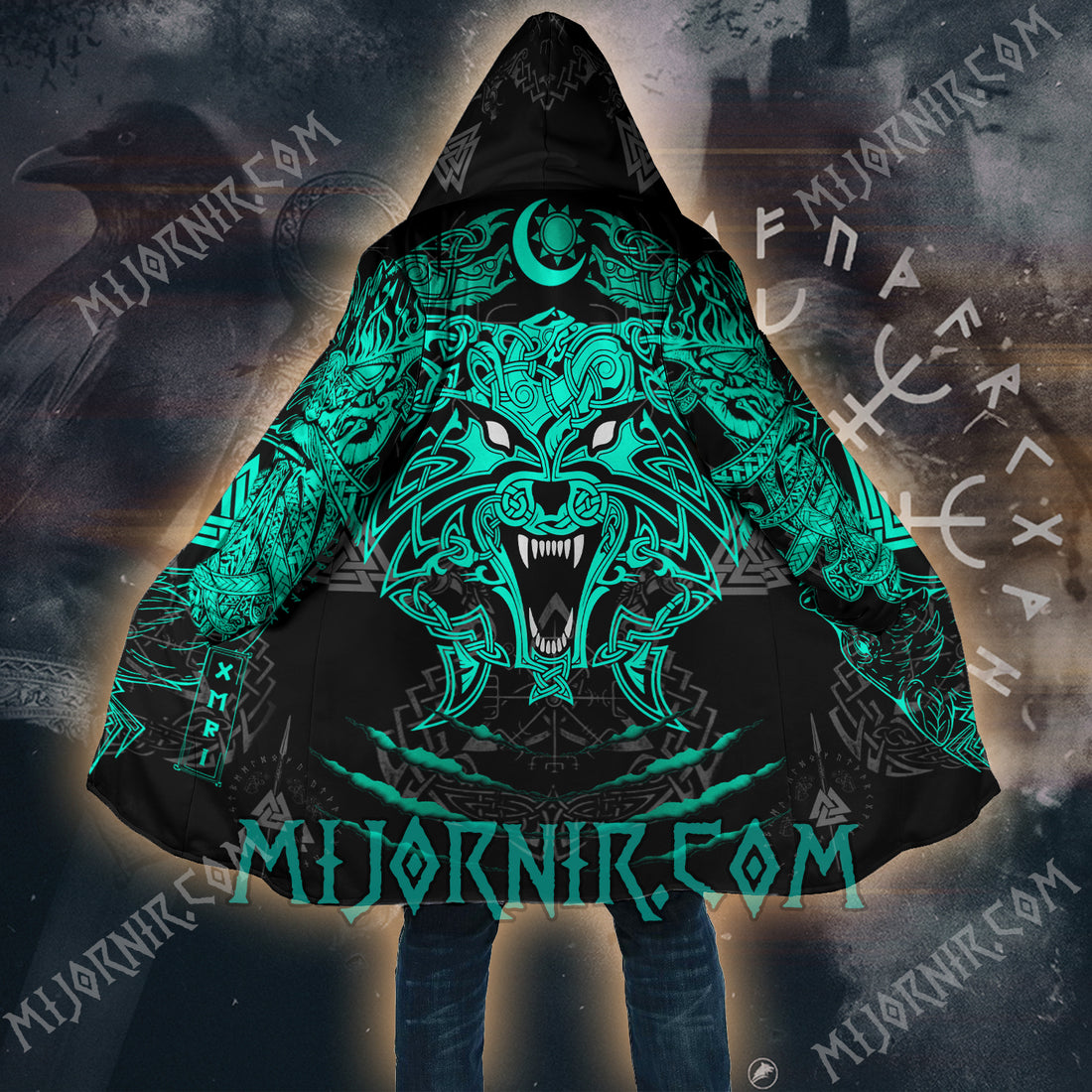 Fenrir’s Howl Teal - Viking Hooded Cloak