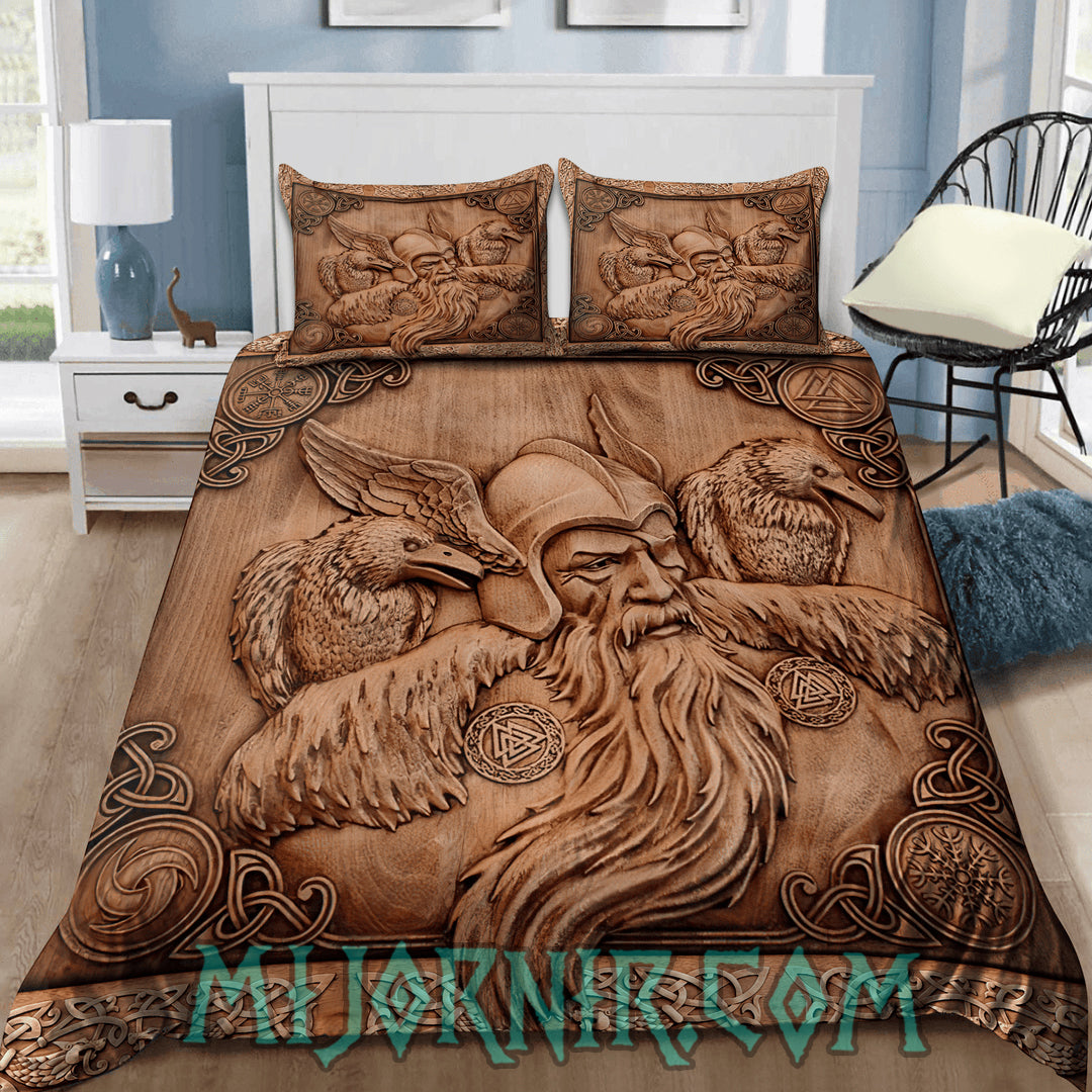 Odin's Wisdom Carved - Viking Duvet Cover