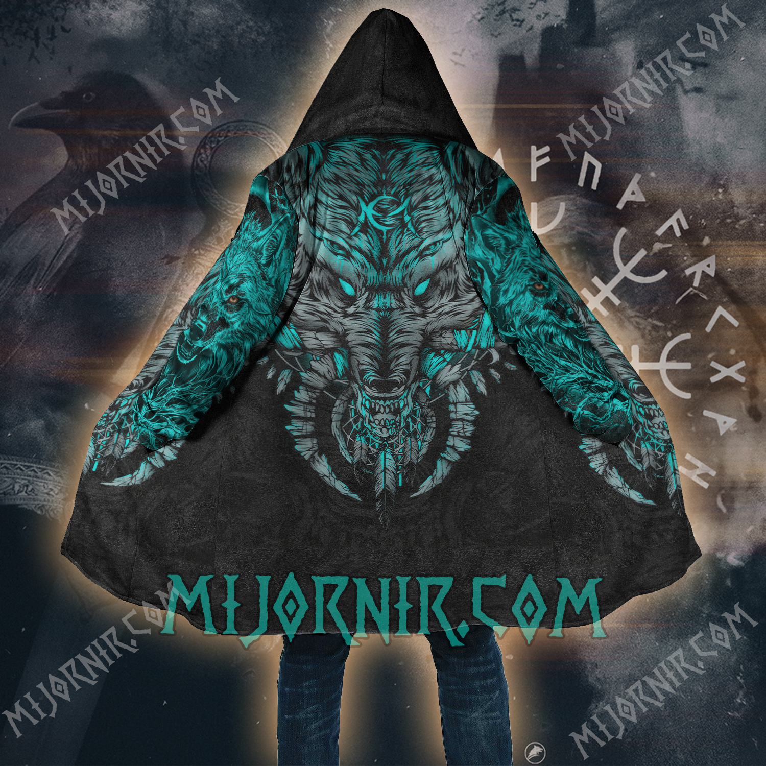 Fenrir's Shadow - Viking Hooded Cloak