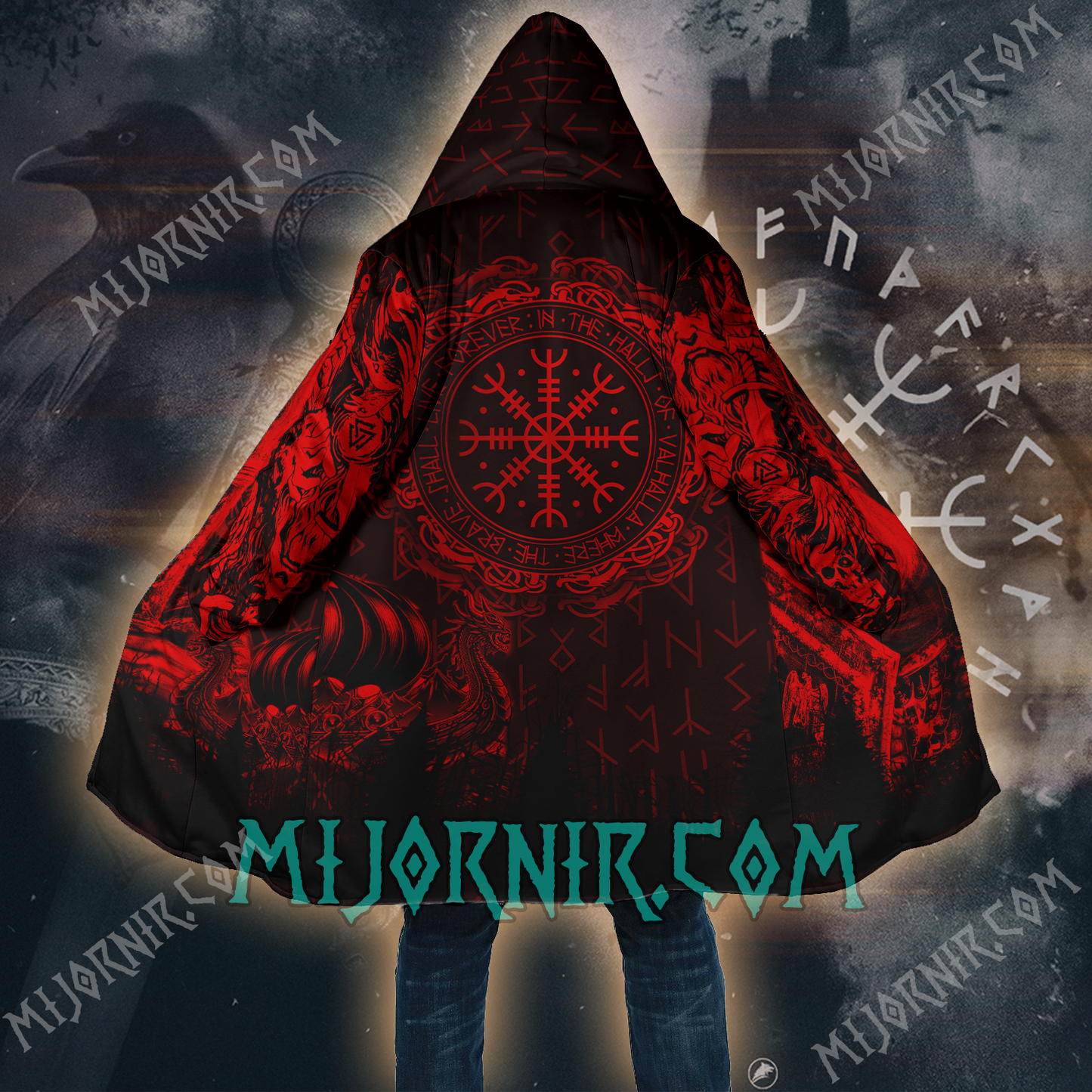 Helm of Awe & Valhalla Calling - Viking Hooded Cloak