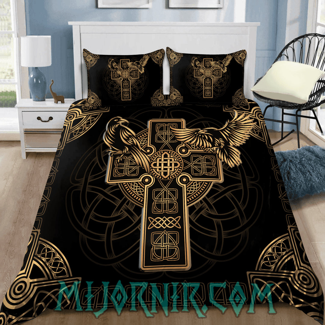 Celtic Cross & Ravens - Viking Duvet Cover