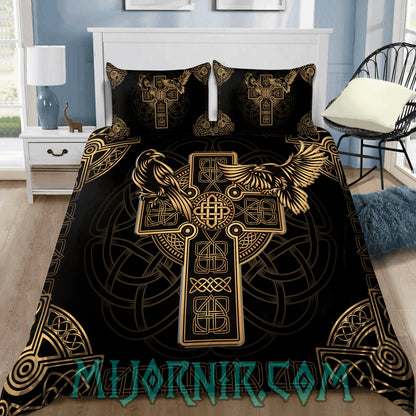 Celtic Cross & Ravens - Viking Duvet Cover