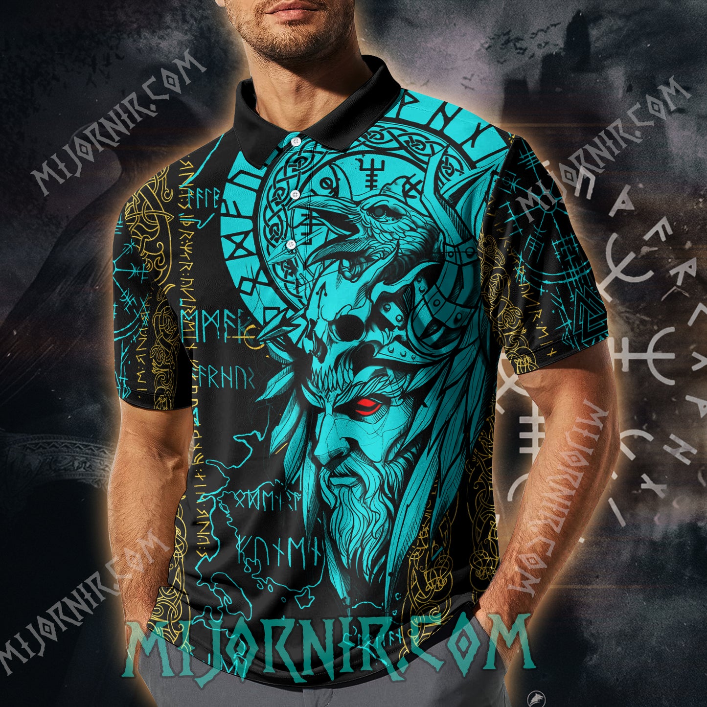 Odin's Gaze Runes - Viking Polo Shirt